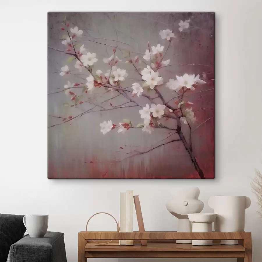  Schilderijen Een tak met witte bloemen s42339