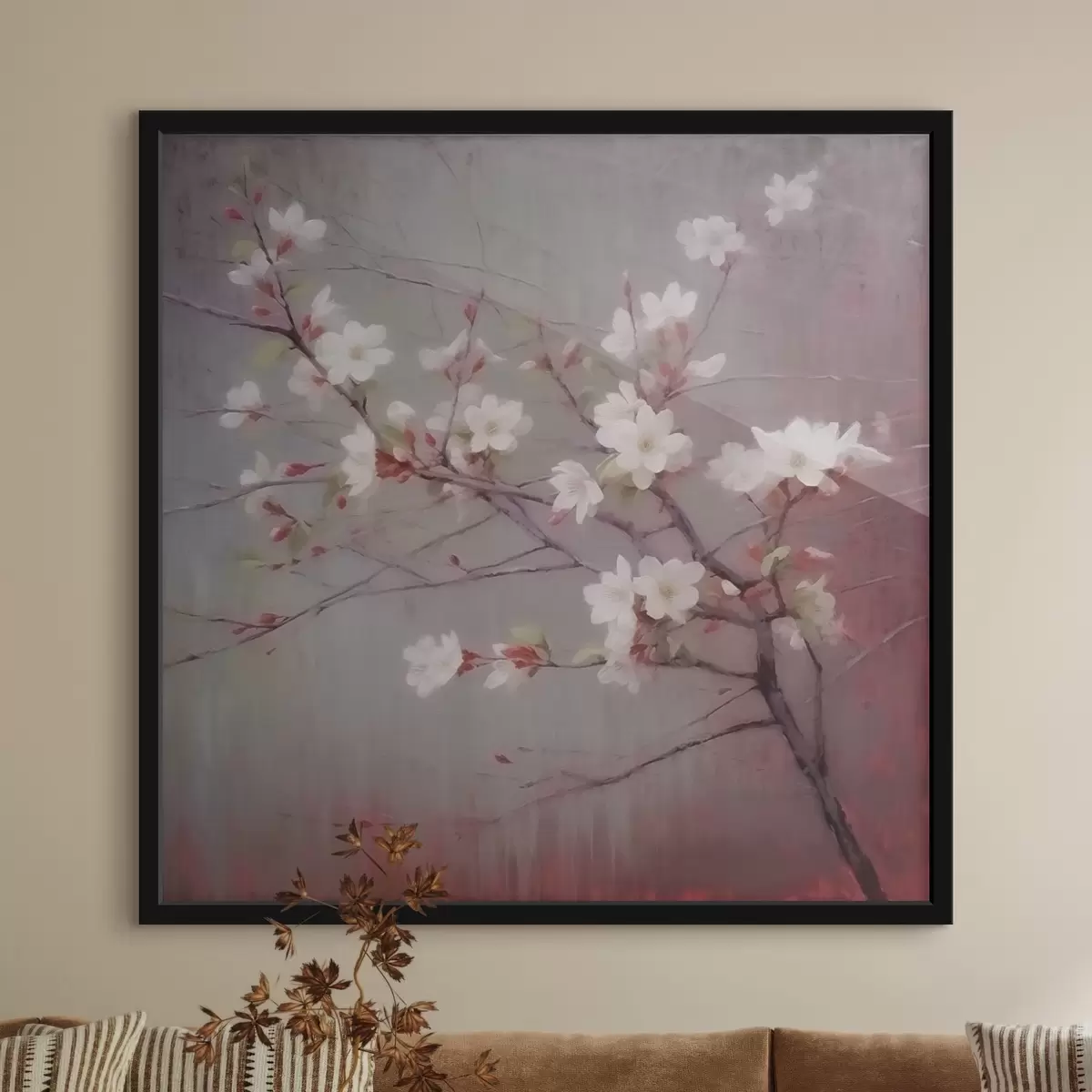 Affiche Une branche avec des fleurs blanches f42339