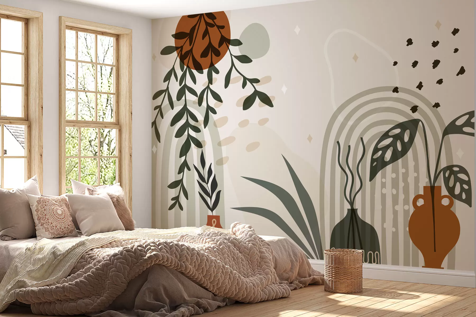 Papier peint photo Arches et fleurs de style bohème w02752