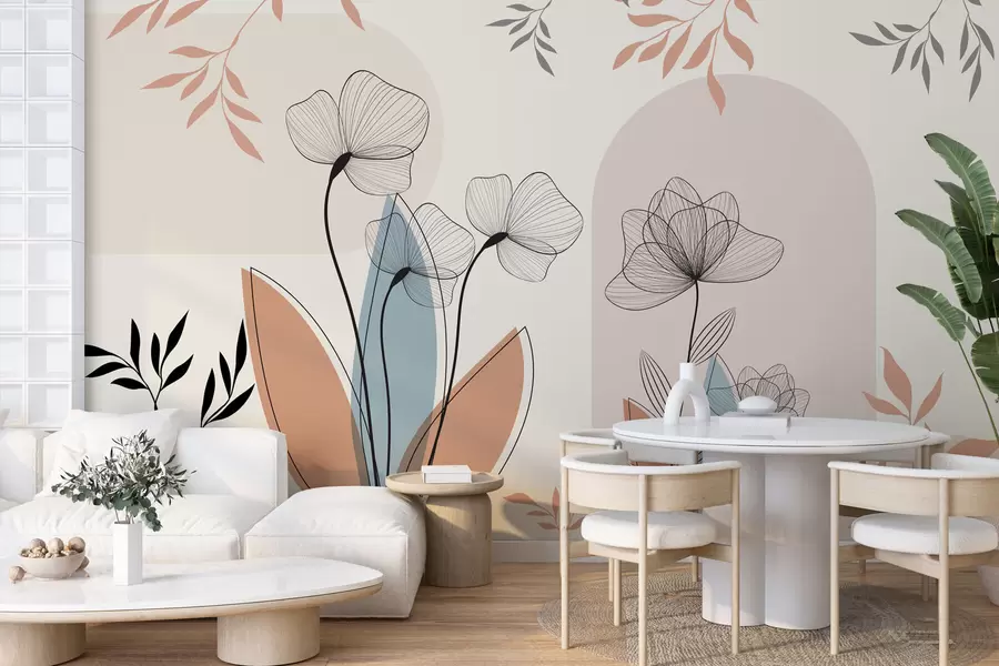 Fotobehang Boho stijl bloemen en takken w02754