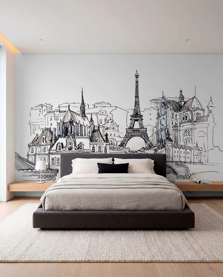 Papier peint photo Ligne d'horizon de Paris dans un contour artistique u77704