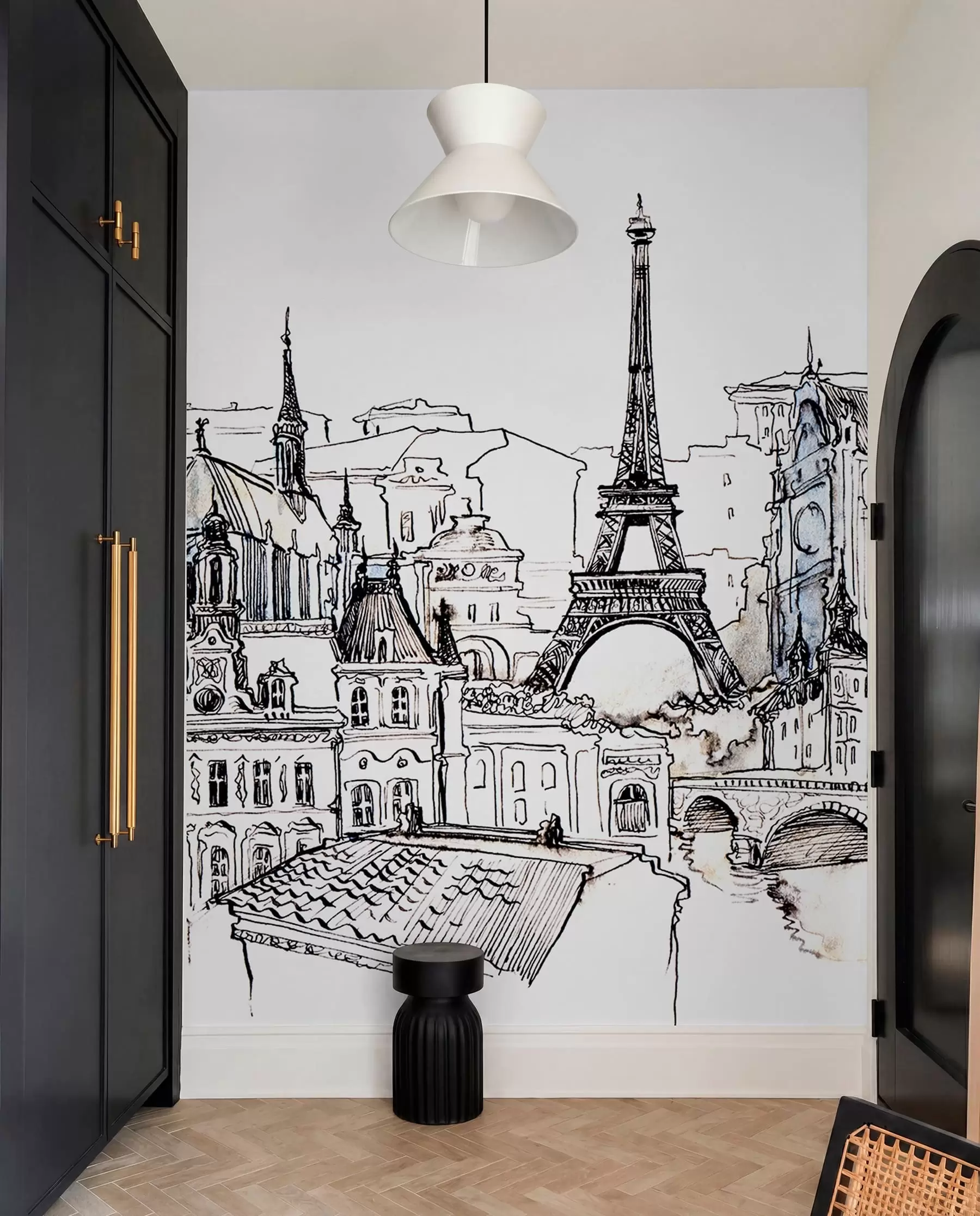 Fotobehang Parijse skyline in artistieke schets u77704
