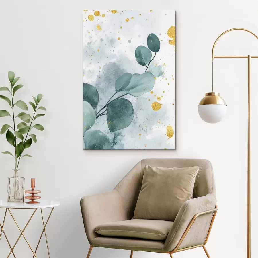  Schilderijen Eucalyptustak op een delicate aquarelachtergrond s42389