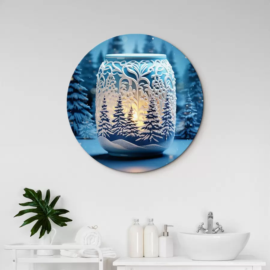  Schilderijen Kaars tegen de achtergrond van een winterlandschap r42380