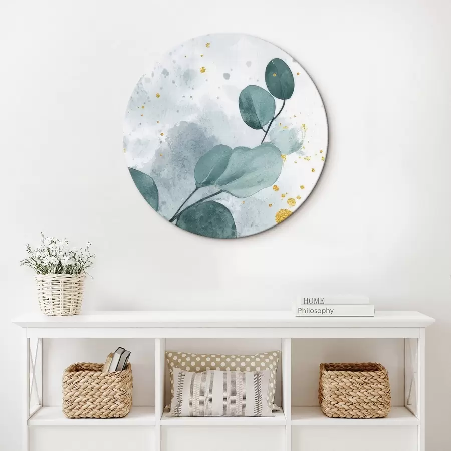  Schilderijen Eucalyptustak op een delicate aquarelachtergrond r42389