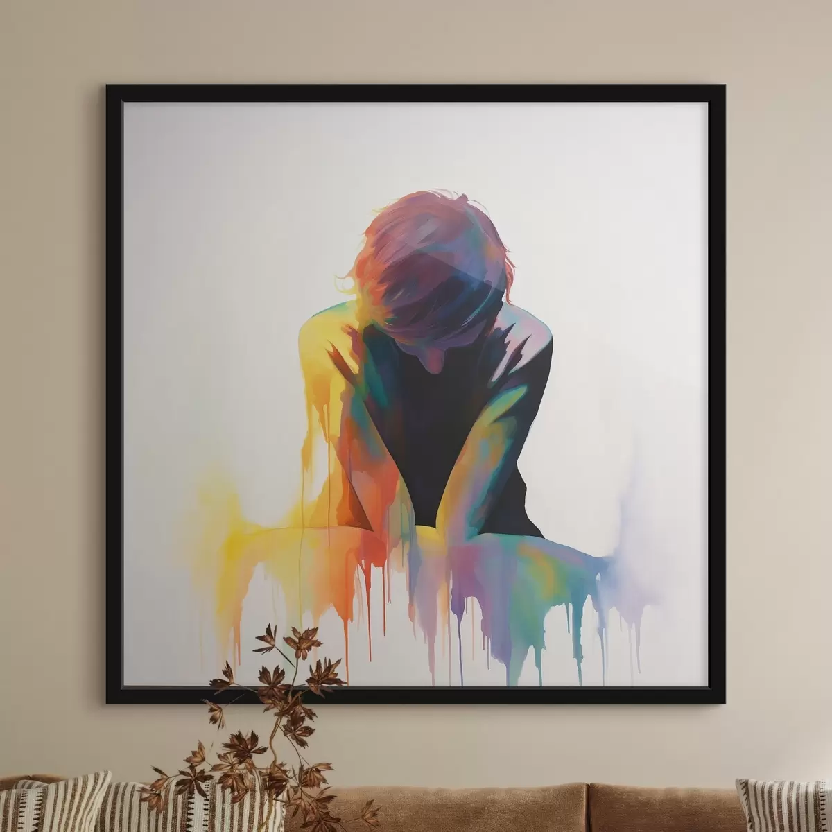 Poster Silhouet van een man met verf f42381