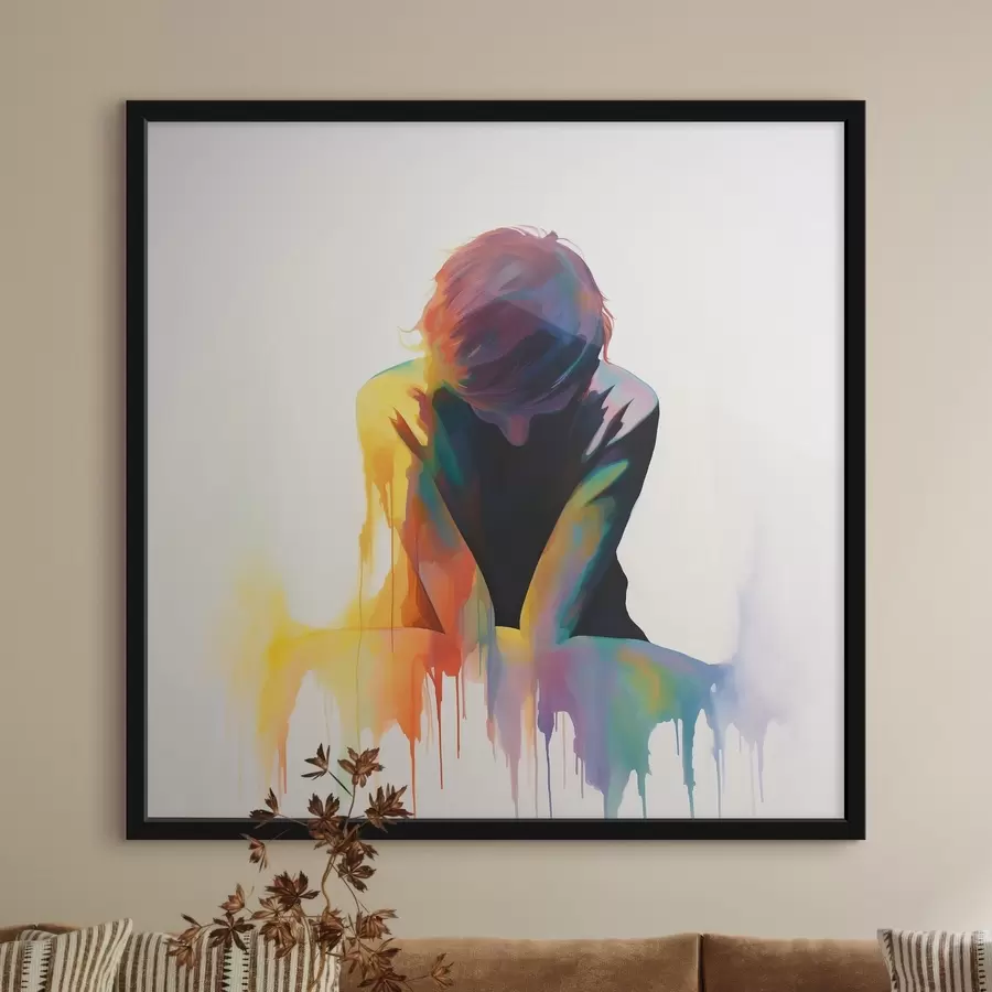 Papier peint photo Silhouette d'un homme avec des peintures f42381