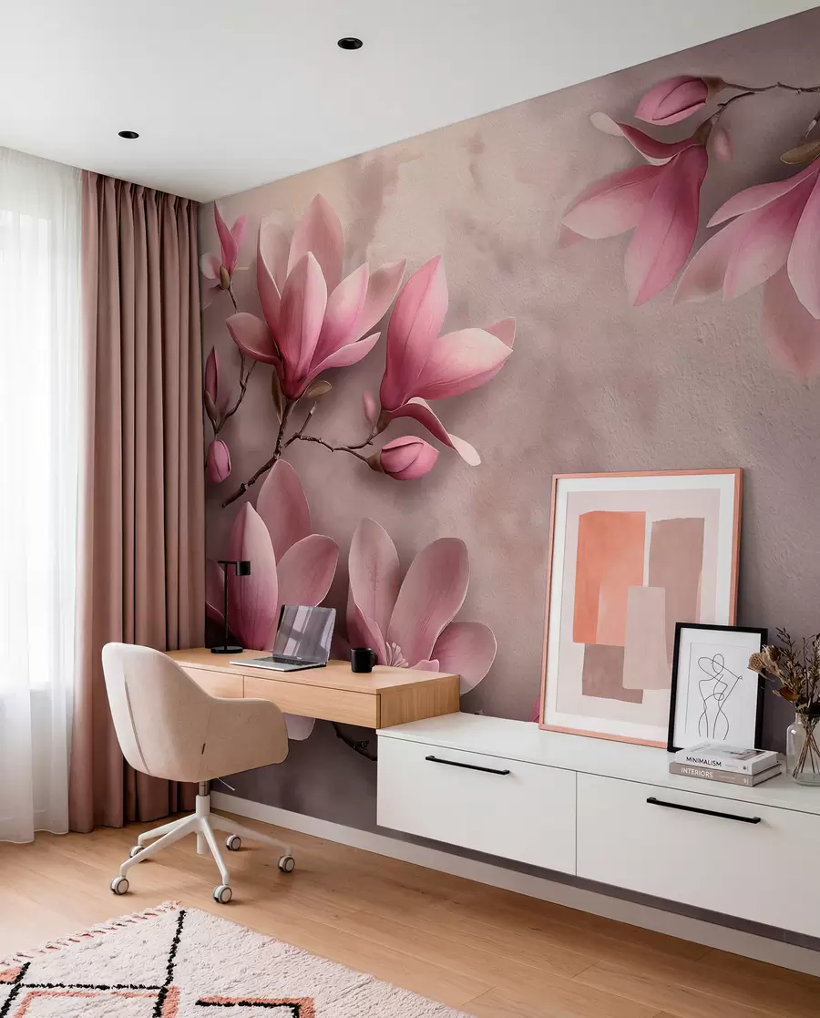 Fotobehang Magnolia op mauve w08636