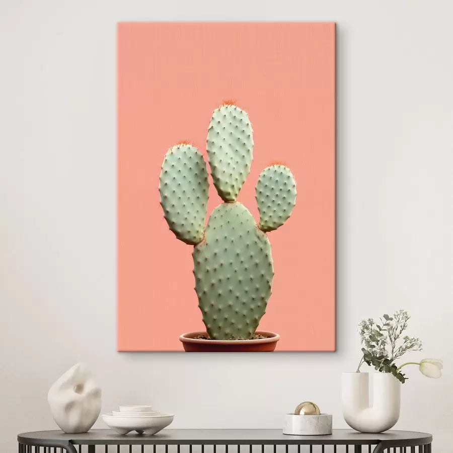  Schilderijen Cactus minimalisme op roze achtergrond s42412