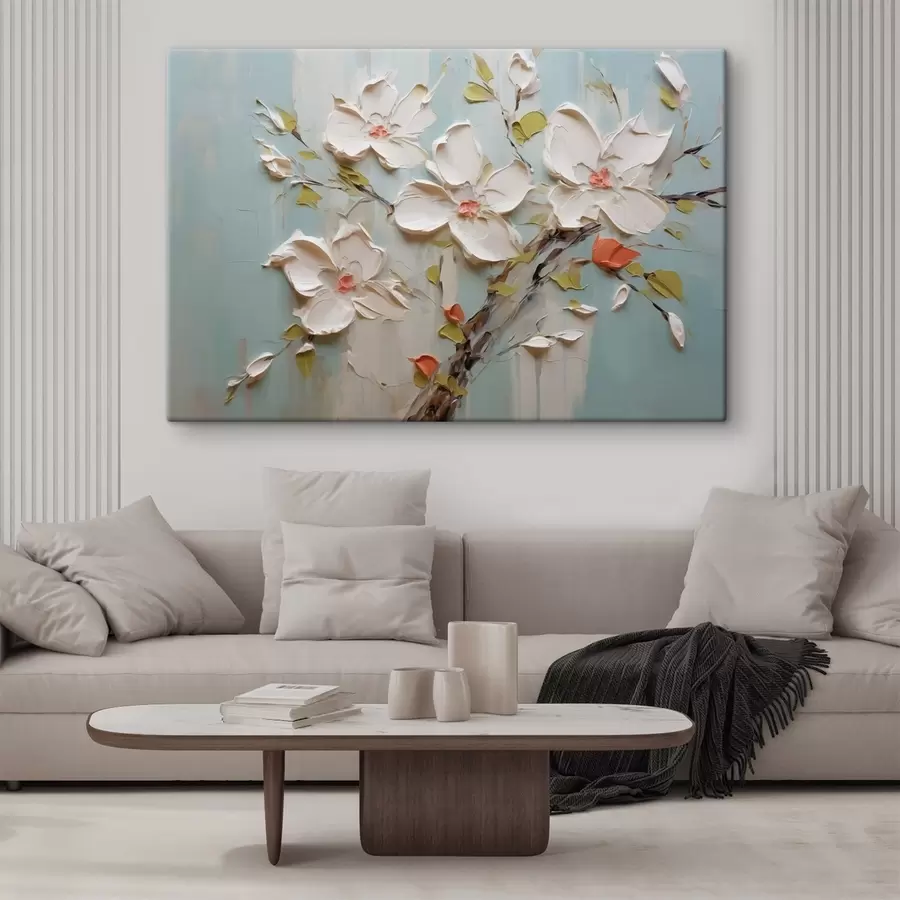  Peintures Fleurs blanches imitant les coups de peinture s42417