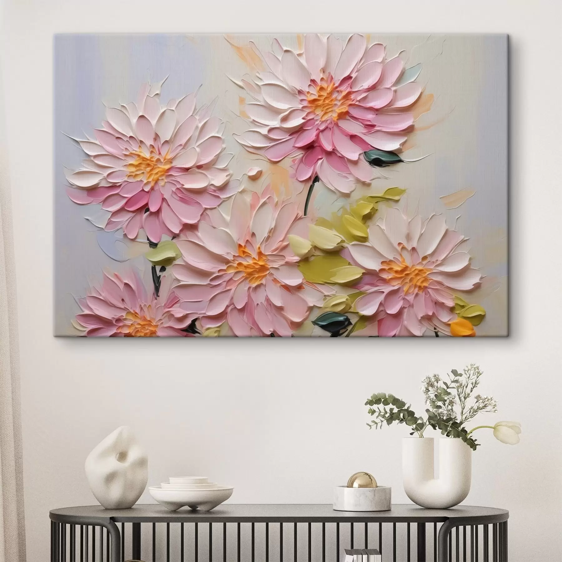 Fotobehang Chrysanten imitatie van verfstreken s42423