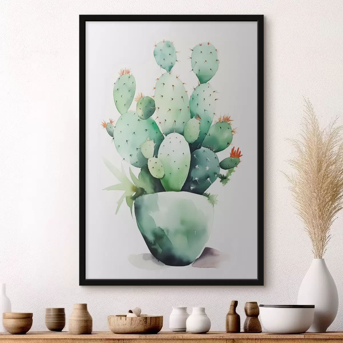 Poster Cactus imitatie nat aquarel f42410