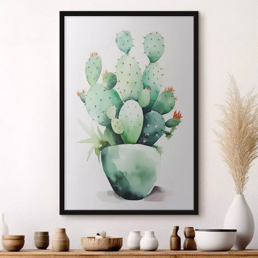 Fotobehang Cactus imitatie nat aquarel f42410