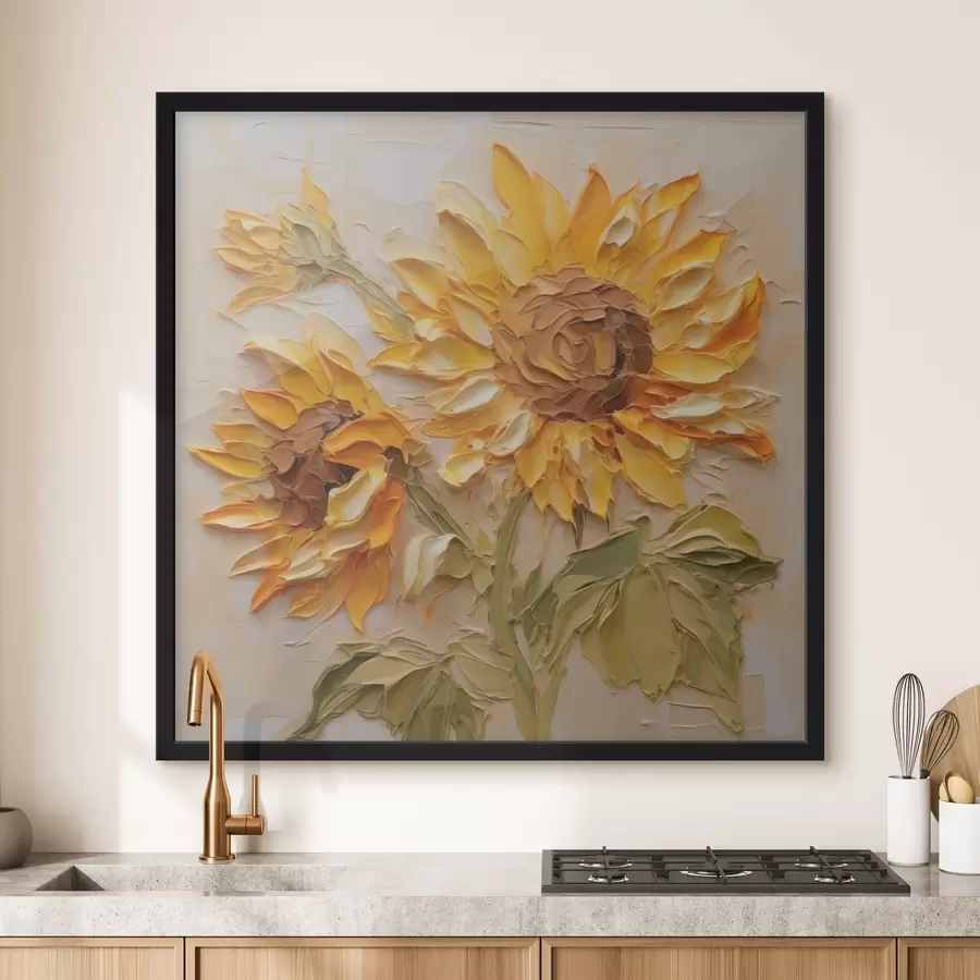 Papier peint photo Tournesols imitation coups de pinceau f42411