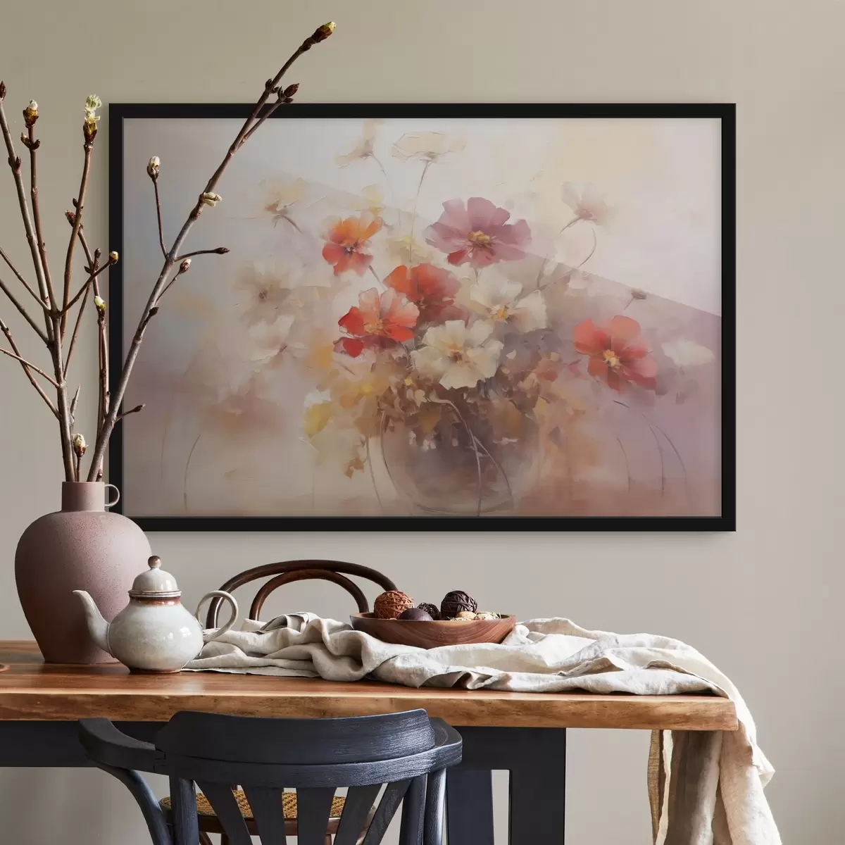 Affiche Fleurs dans un vase imitation peinture f42413