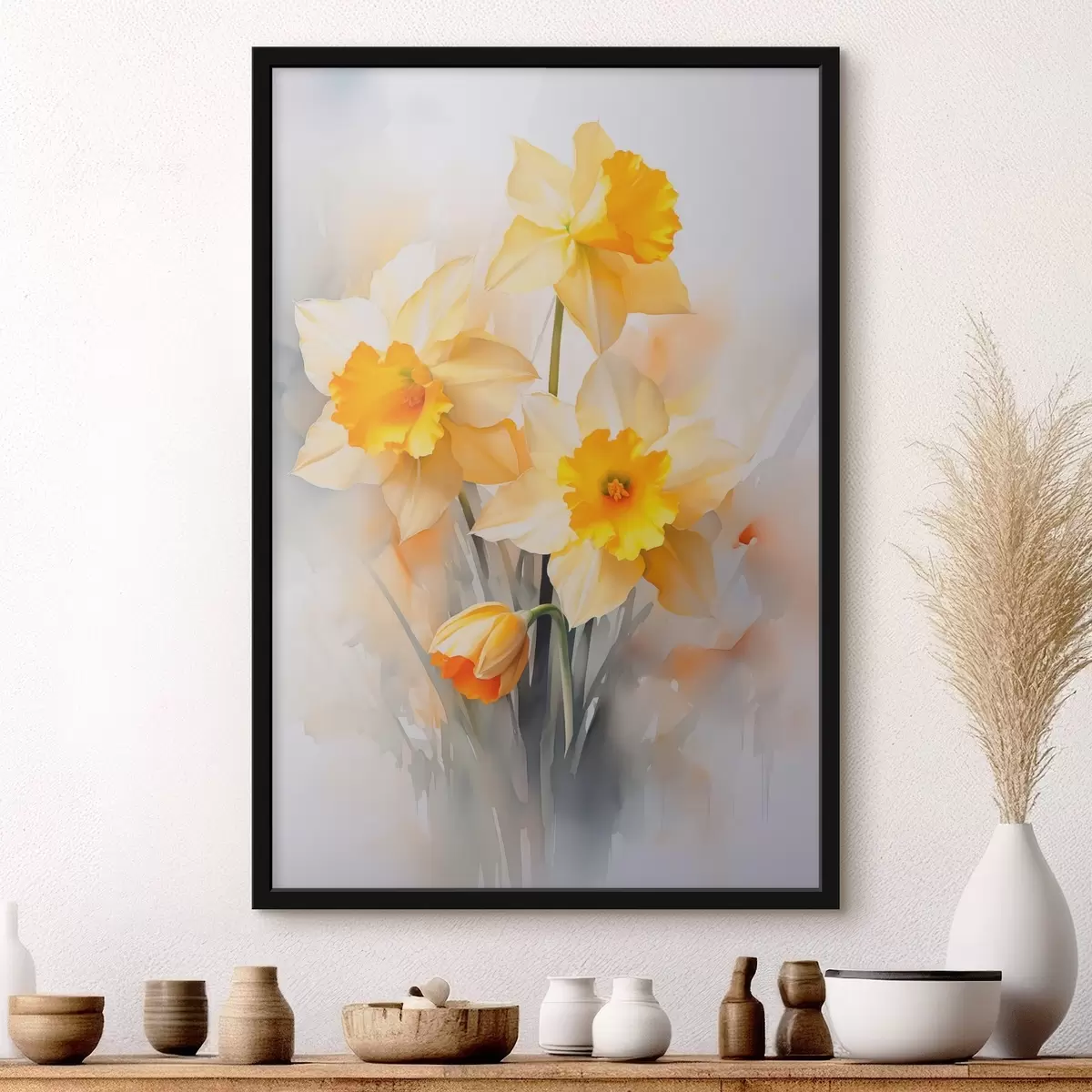 Poster Gele narcissen imitatie aquarel f42418