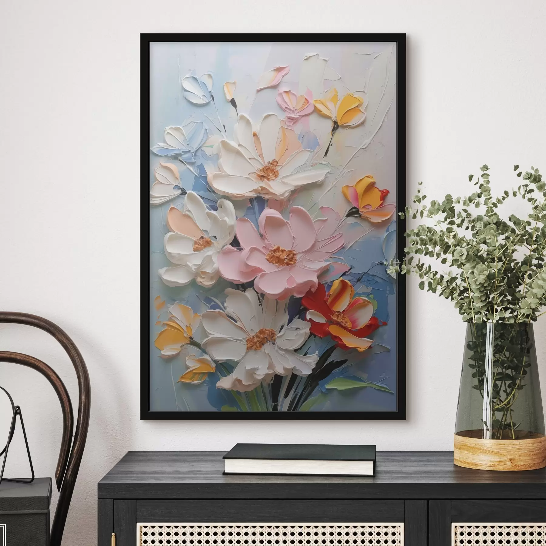 Fotobehang Heldere bloemen imiteren verfstreken f42419