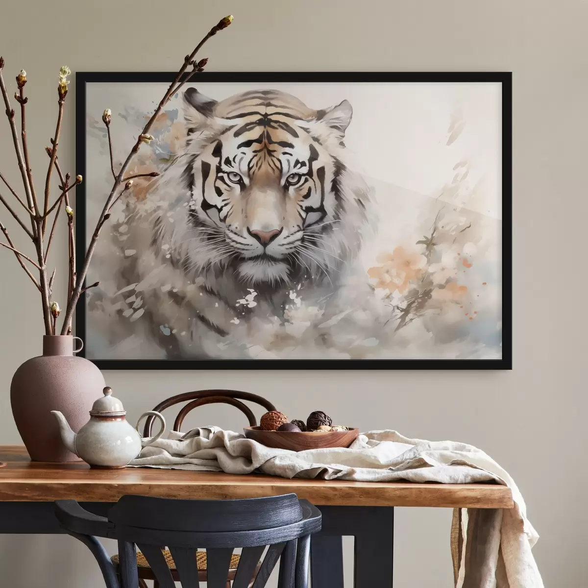 Affiche Portrait abstrait d'un tigre parmi les taches f42421