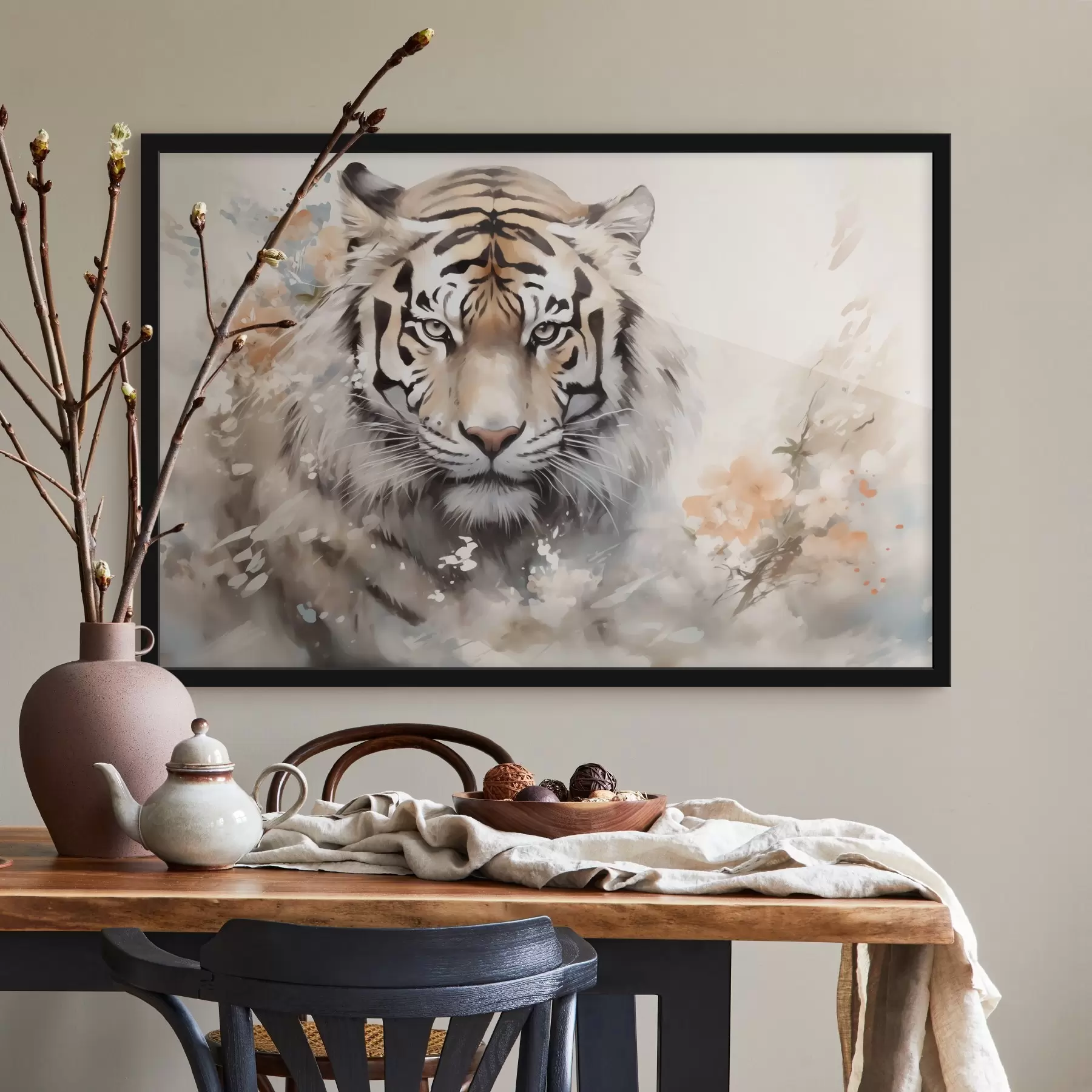 Fotobehang Abstract portret van een tijger tussen vlekken f42421