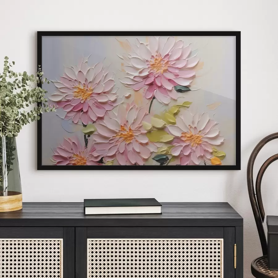 Papier peint photo Chrysanthèmes imitant des traits de peinture f42423