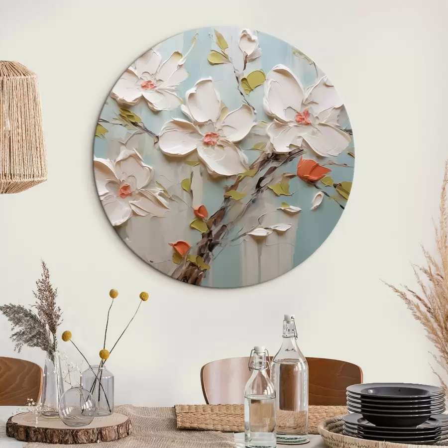  Peintures Fleurs blanches imitant les coups de peinture r42417