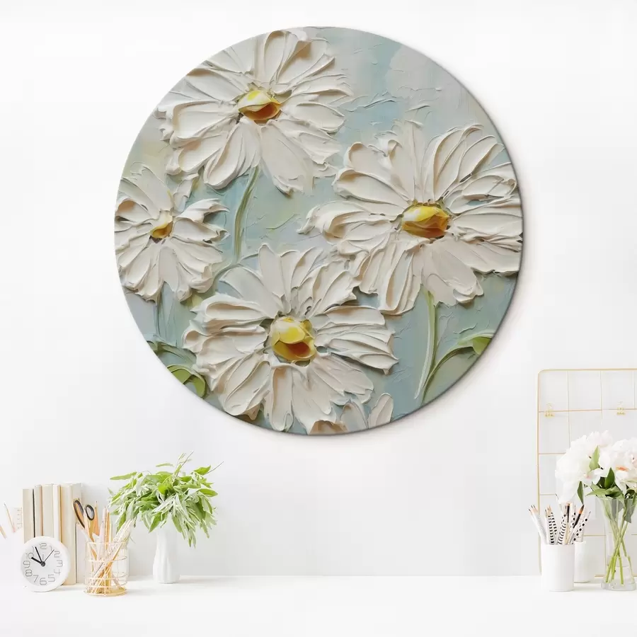  Peintures Marguerites blanches imitant des traits de peinture r42422