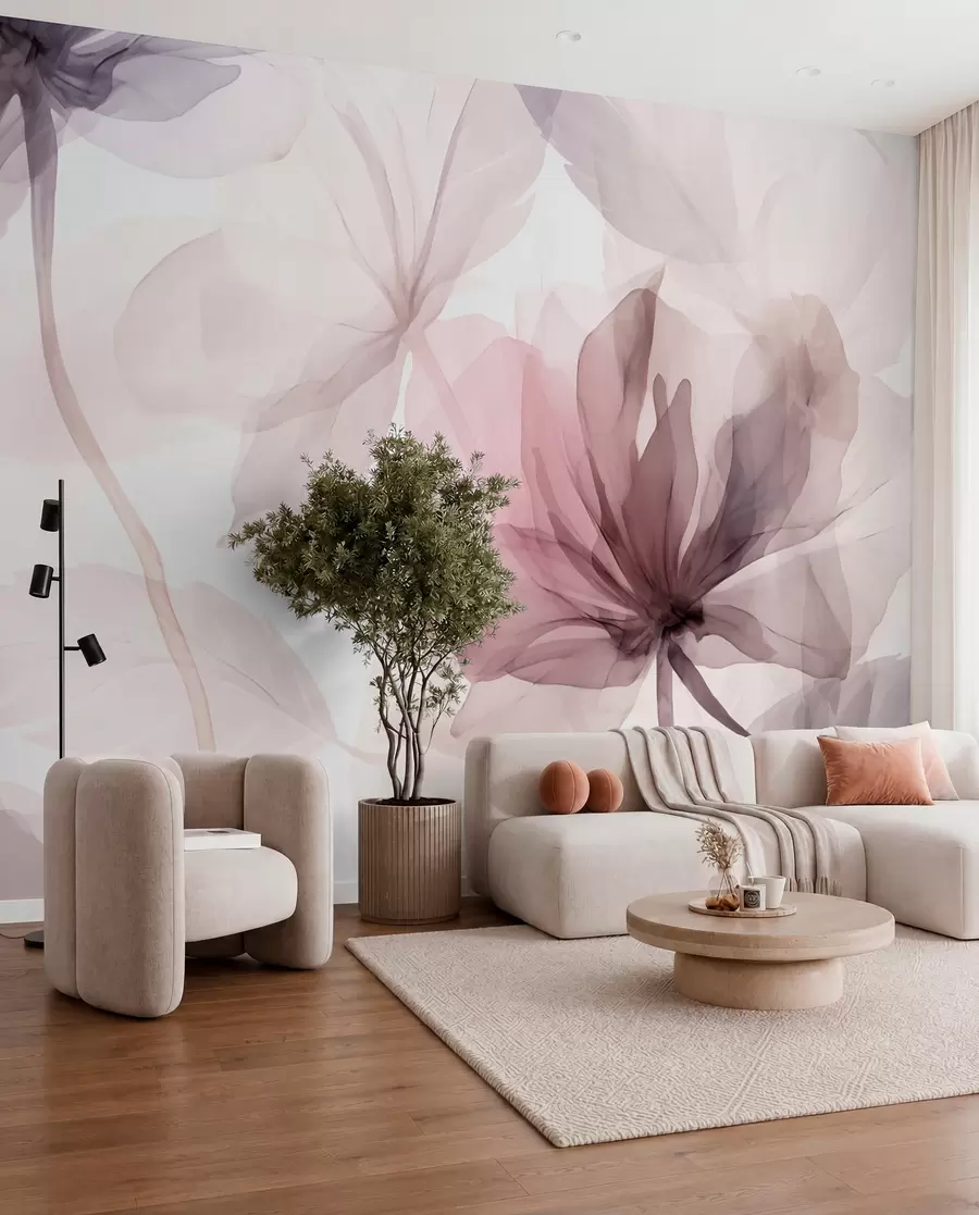 Fotobehang Efemere bloemen in delicate pastelkleuren w02755