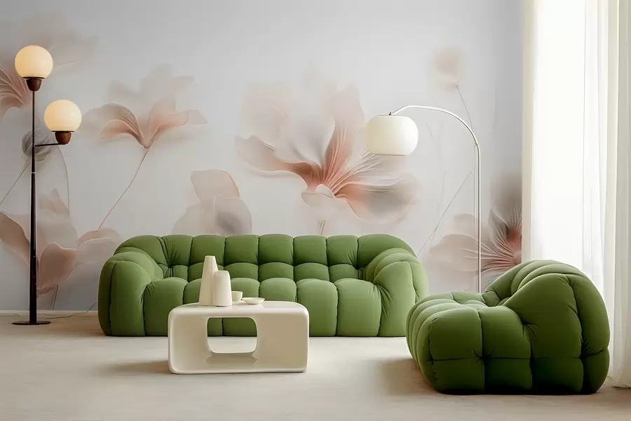 Fotobehang Elegante bloemen in pastelkleuren w02759