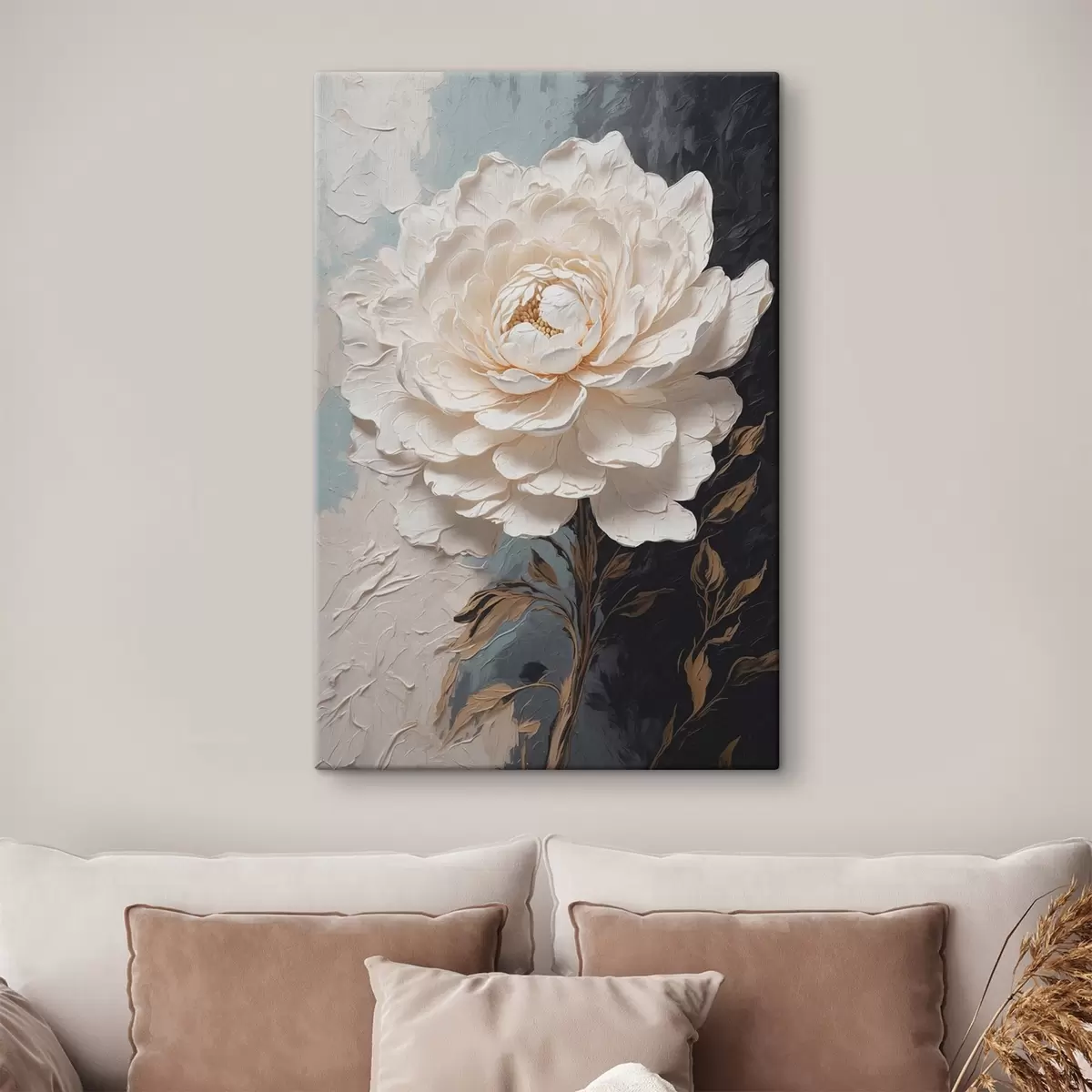  Schilderijen Bloem op zwart-witte olieverf achtergrond s42249