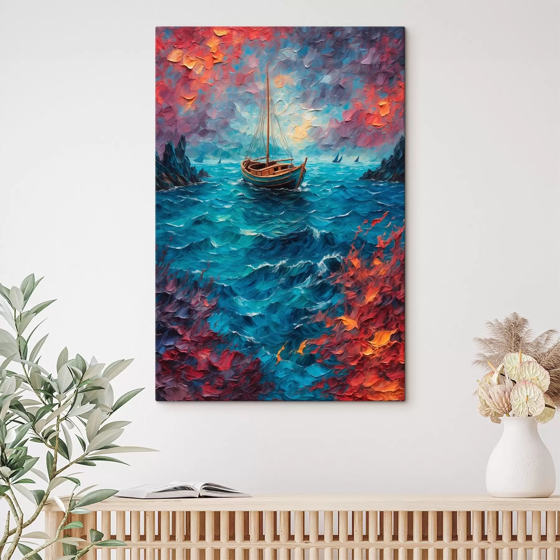 Fotobehang Schip vaart op een woeste zee s42250