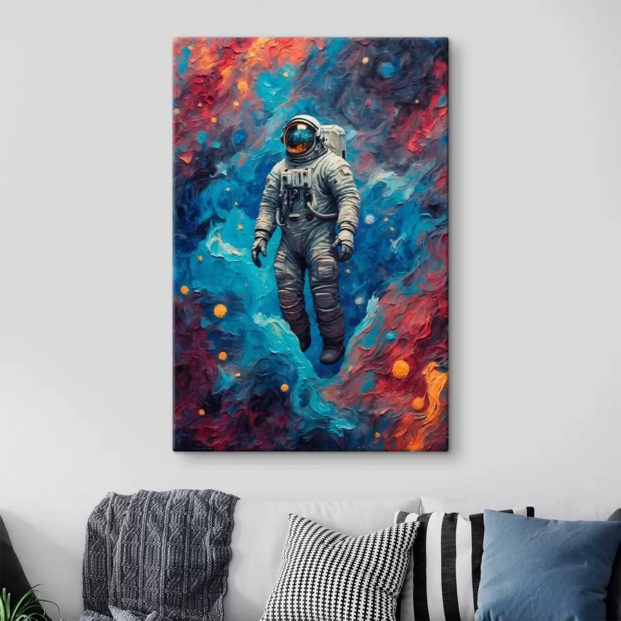  Peintures Astronaute sur fond abstrait de l'espace dans le style de la peinture à l'huile s42265