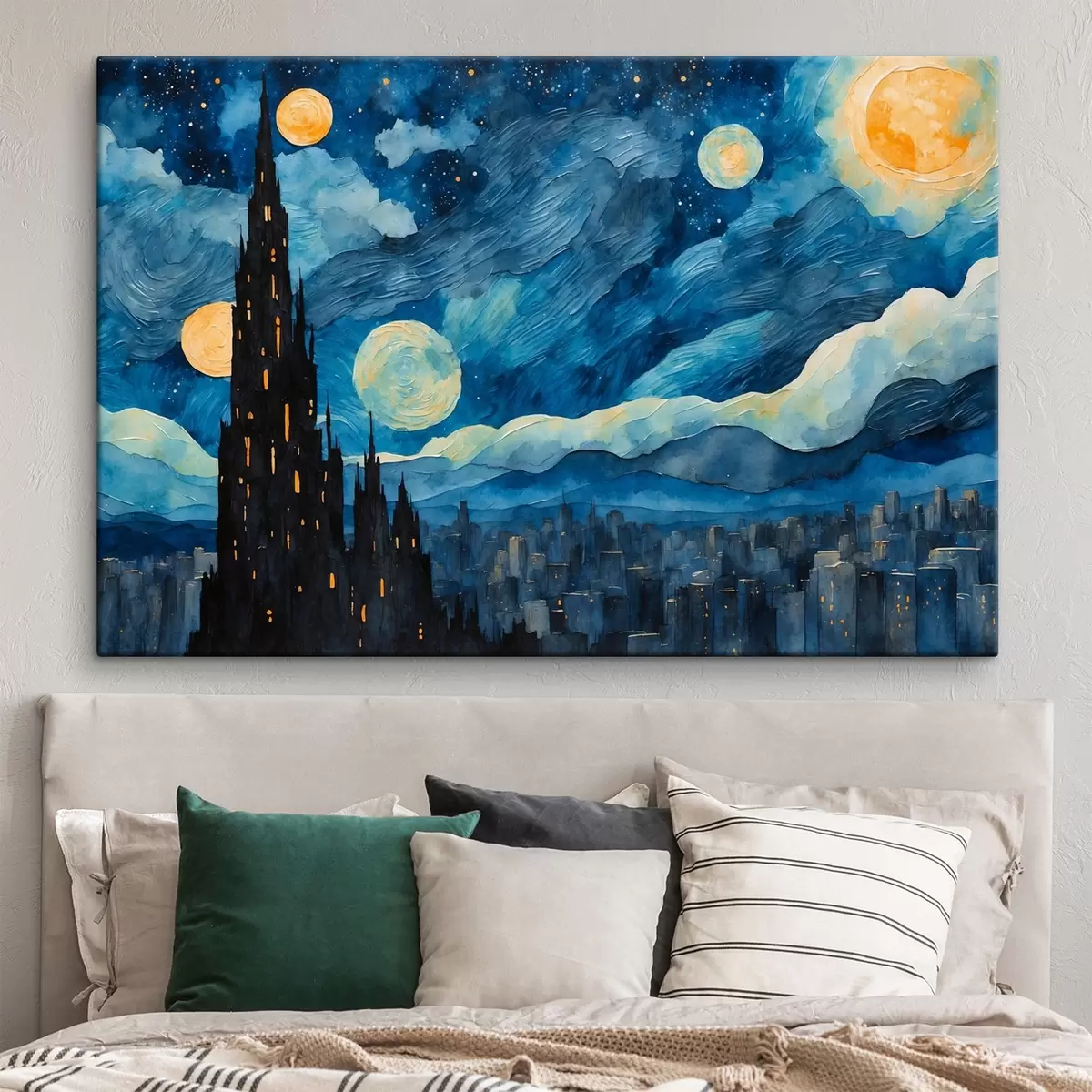  Peintures Ville de nuit en peinture à l'huile s42268