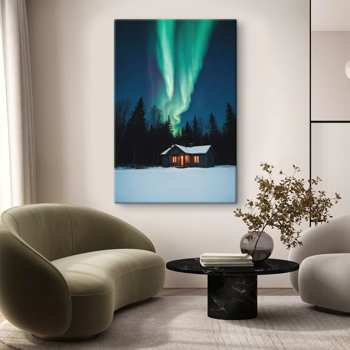  Peintures Cabane dans une forêt d'hiver s42277