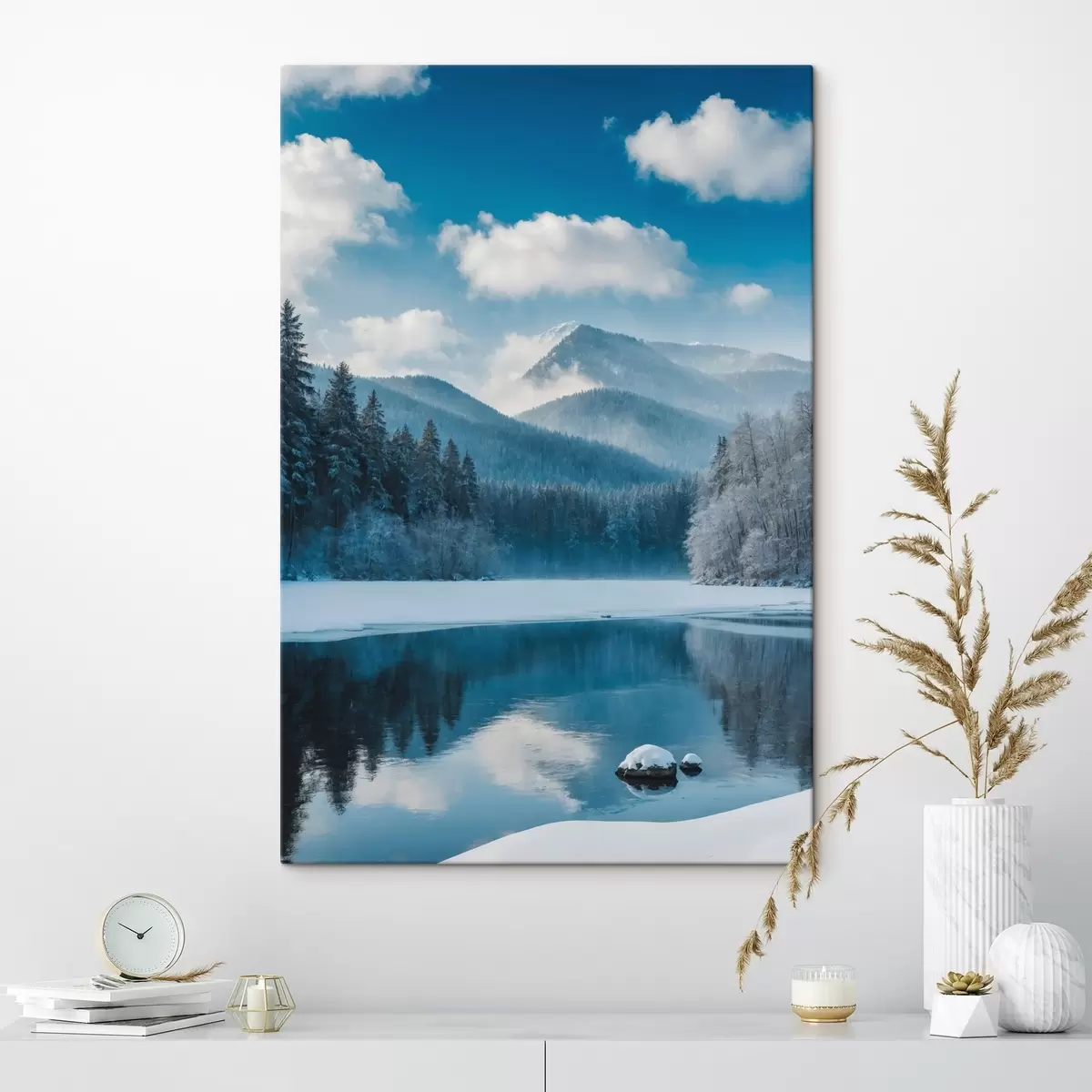  Schilderijen Uitzicht op winters bos en bergen s42278