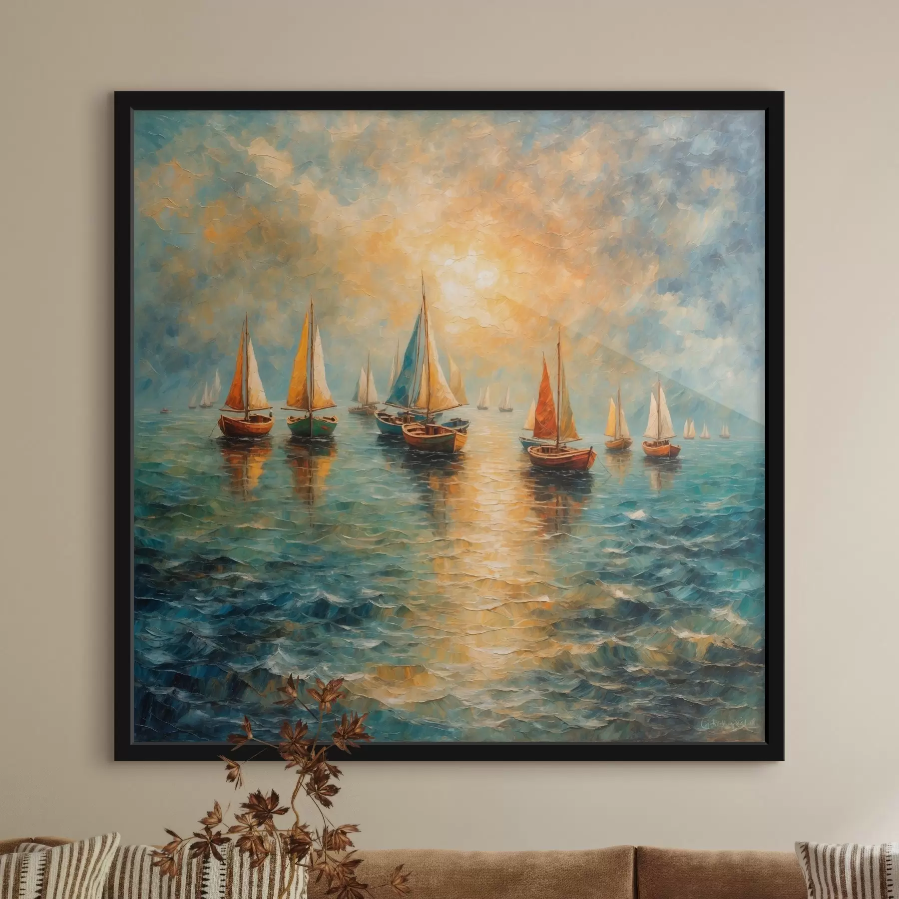 Fotobehang Schepen zeilen de zonsondergang tegemoet f42251