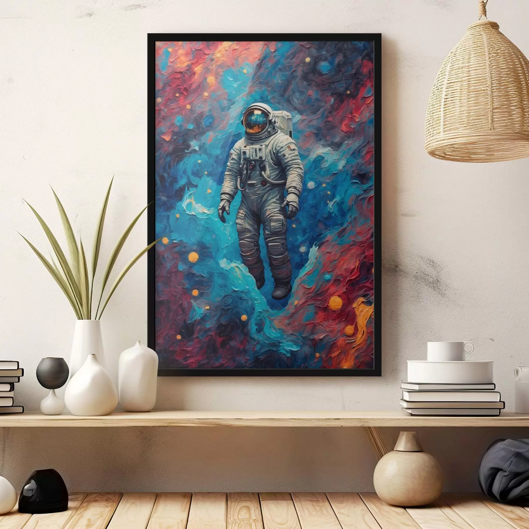  Peintures Astronaute sur fond abstrait de l'espace dans le style de la peinture à l'huile f42265