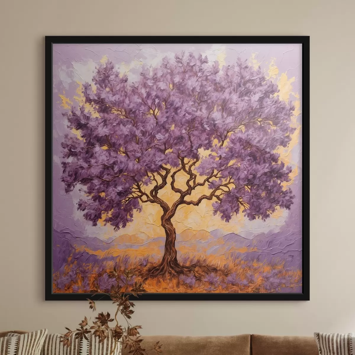 Affiche Arbre violet sur fond jaune-phyolotol f42272