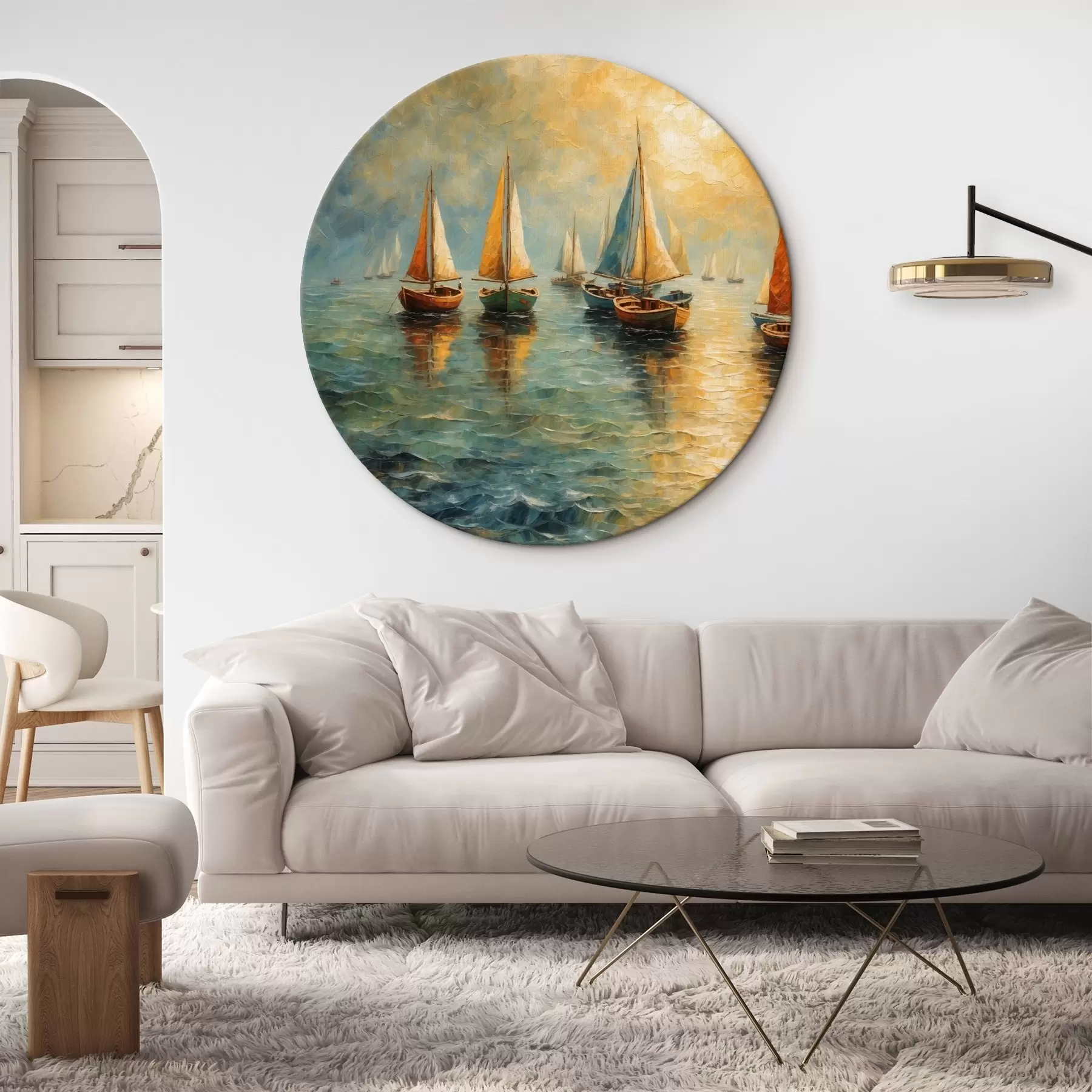  Peintures Navires voguant vers le coucher du soleil r42251