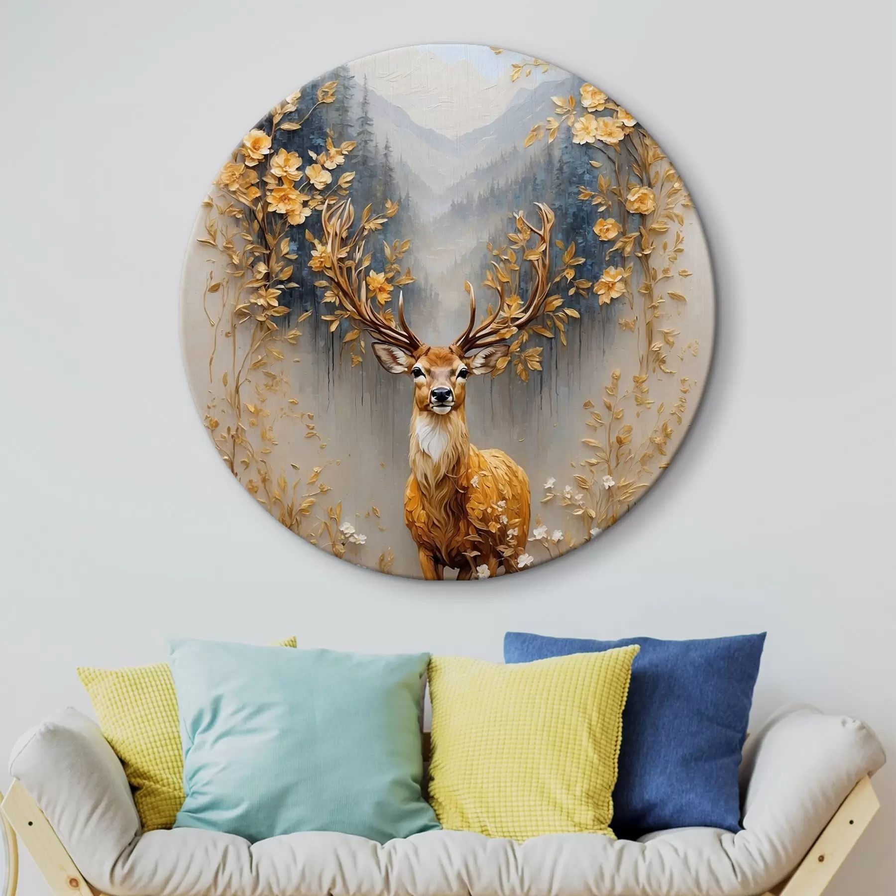  Schilderijen Hert met groot gewei op bosachtergrond r42252