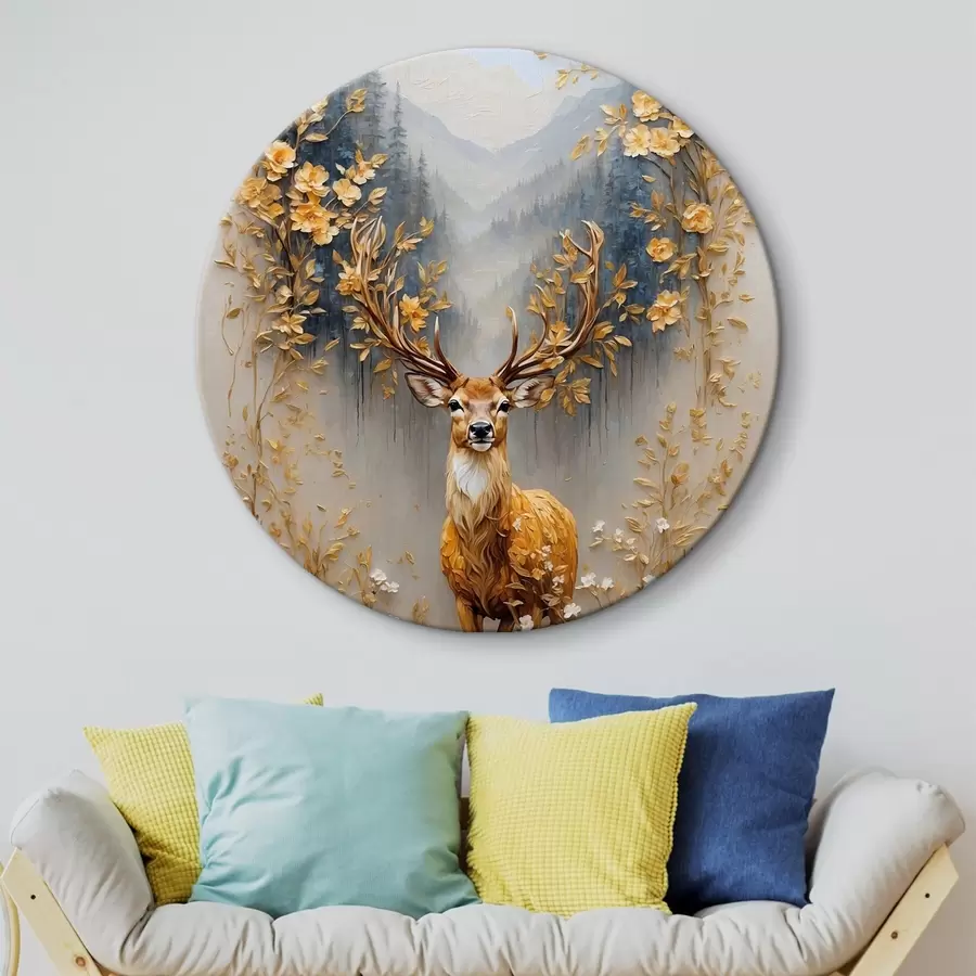  Schilderijen Hert met groot gewei op bosachtergrond r42252