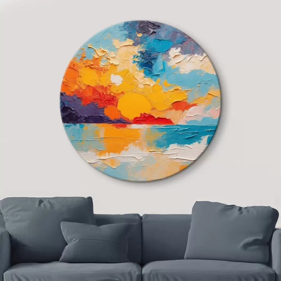  Schilderijen Uitzicht op zee en zon in olieverfstijl r42258