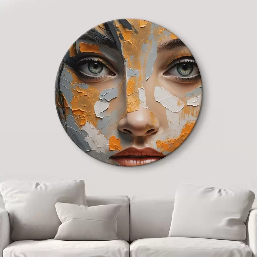  Peintures Visage de fille avec de la peinture blanche et jaune r42259