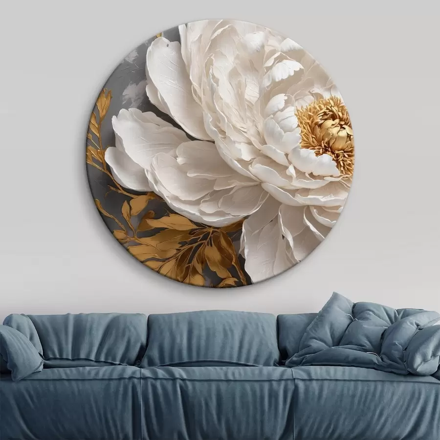  Schilderijen Witte pioen op grijze achtergrond r42260