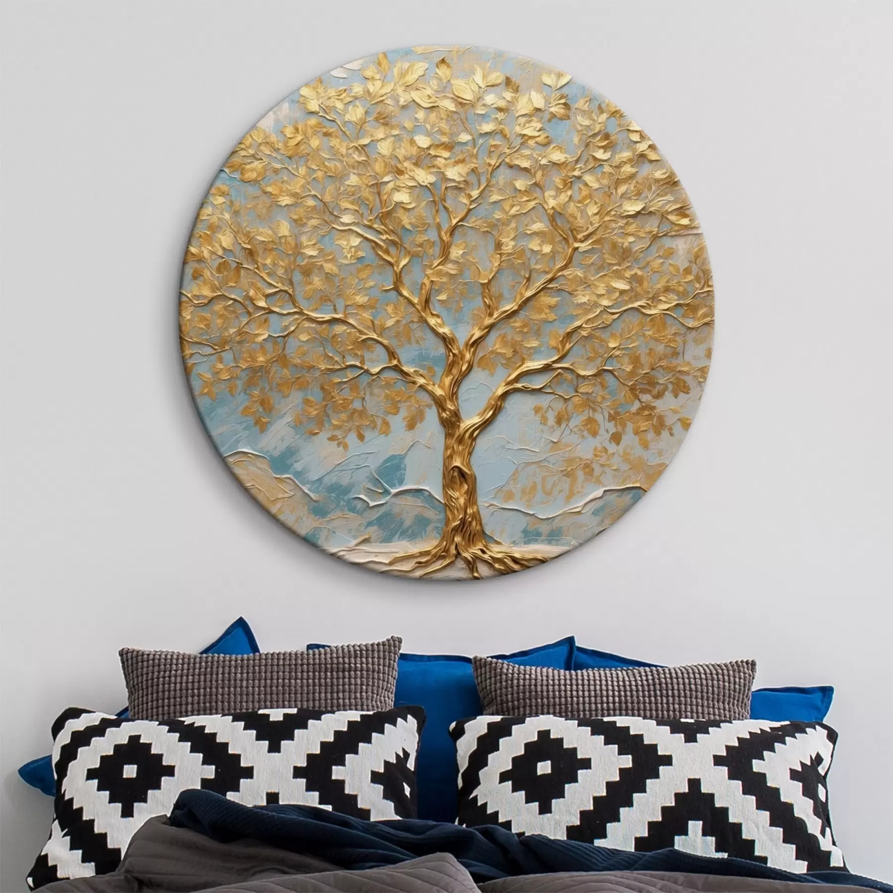  Peintures Arbre jaune sur fond bleu-blanc r42266