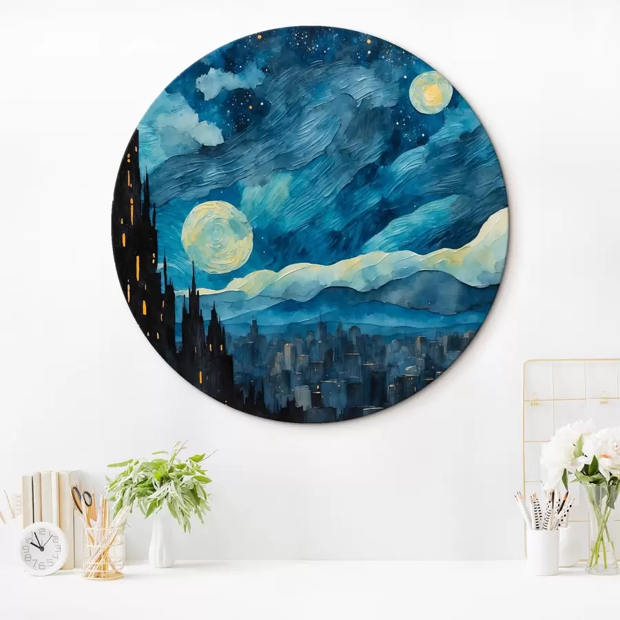  Schilderijen Nachtelijke stad in olieverfstijl r42268