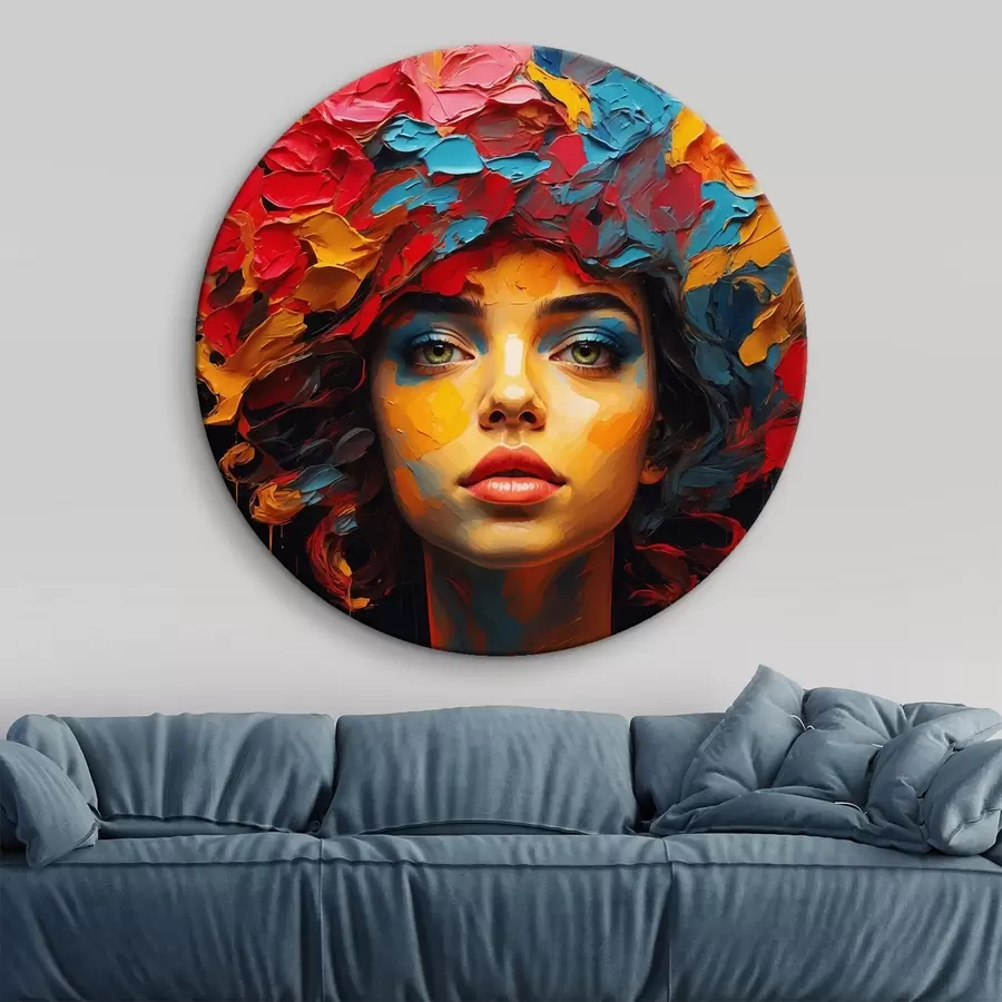  Peintures Fille avec des fleurs sur la tête dans le style de la peinture à l'huile r42271