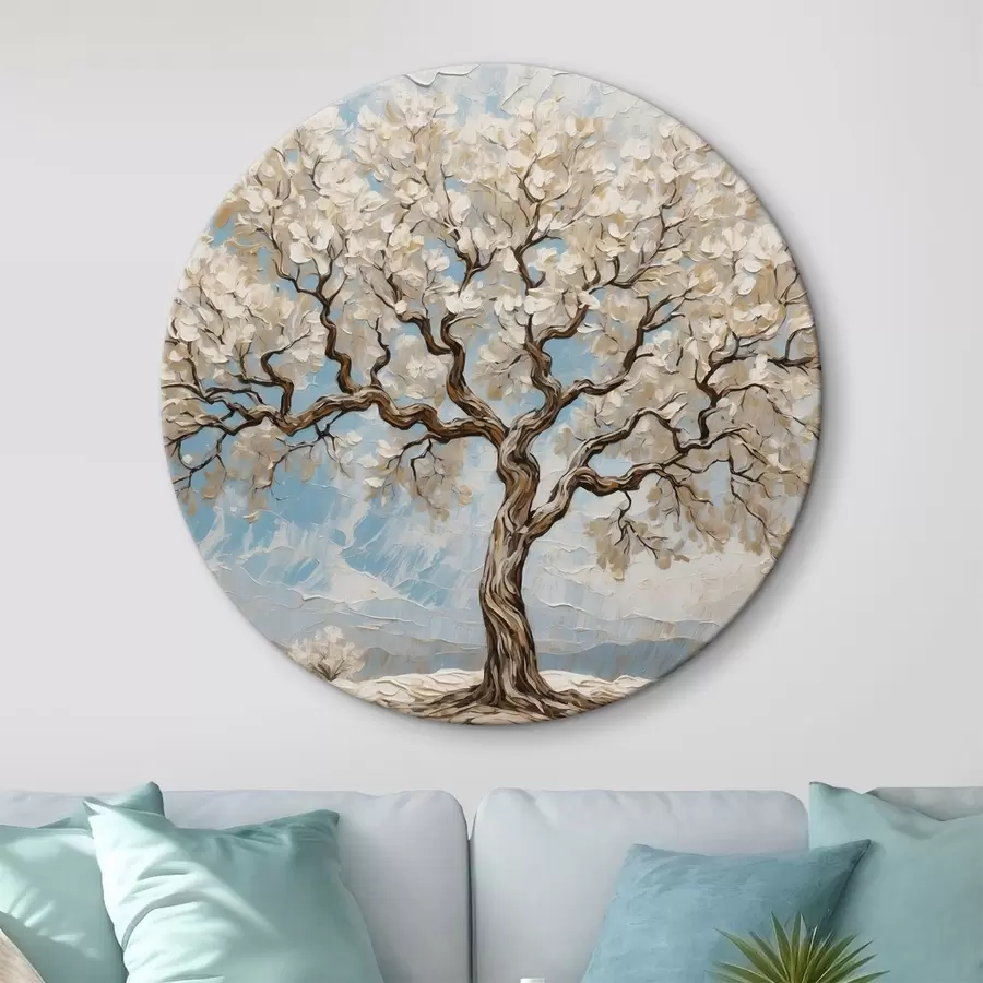  Peintures Arbre blanc sur fond bleu-blanc r42275