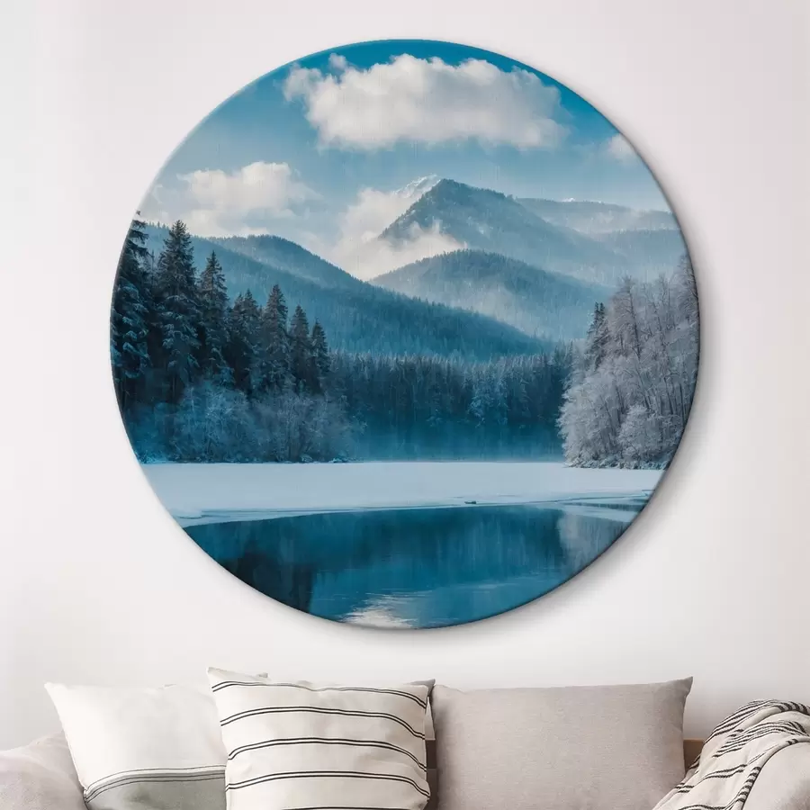  Schilderijen Uitzicht op winters bos en bergen r42278