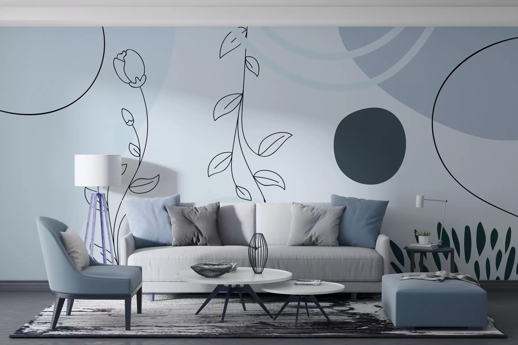 Fotobehang abstractie in blauwe kleuren w02804v1