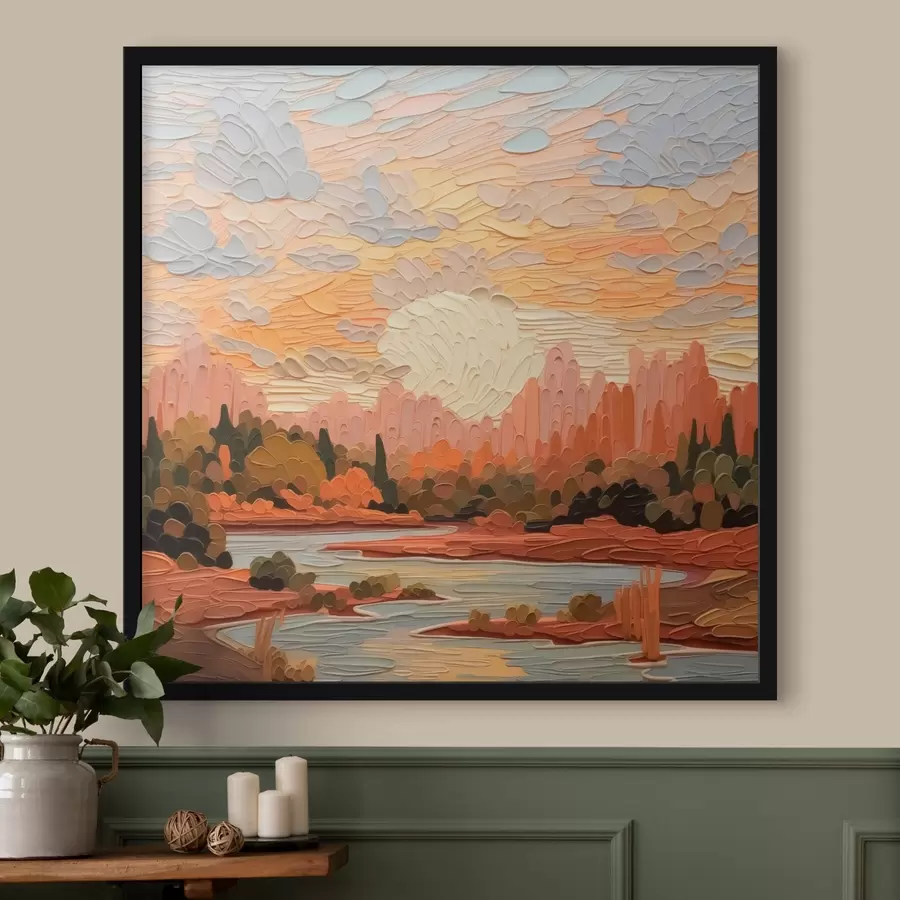 Papier peint photo Paysage imitation coups de pinceau f42469